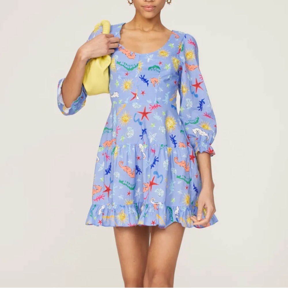 RIXO Alberta Nautical Print Mini Dress US 4